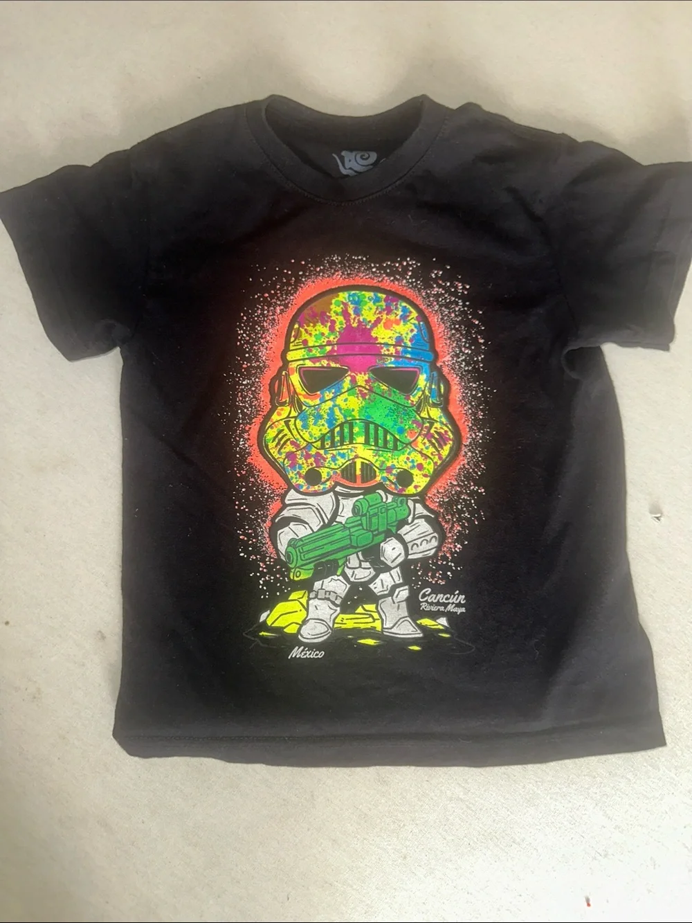 Kids Unisex Size S Neon Tie-Dye Stormtrooper Graphic Tee